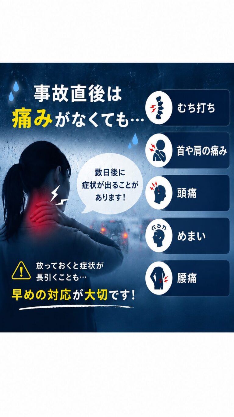 所沢で交通事故｜事故後のむち打ちに注意
